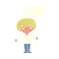 cartoon smug boy with speech bubble N9