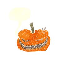 cartoon halloween pumpkin with speech bubble N16