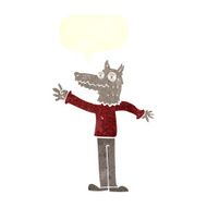 cartoon waving wolf with speech bubble N15