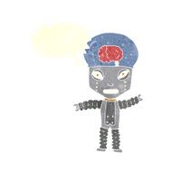 cartoon future robot with speech bubble N10