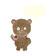 cartoon bear waving with speech bubble N2