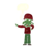 cartoon alien monster man with speech bubble N19