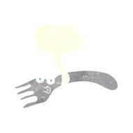 cartoon fork with speech bubble N6