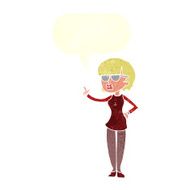 cartoon woman wearing spectacles with speech bubble N38