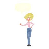 cartoon woman waving with speech bubble N312