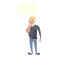 catoon curious man with speech bubble N2