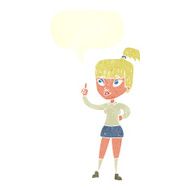 cartoon attractive girl with idea speech bubble N10
