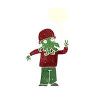 cartoon cool alien with speech bubble N10