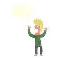 cartoon terrified man with speech bubble N201