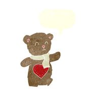 cartoon teddy bear with love heart speech bubble N2