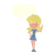cartoon girl making point with speech bubble N10