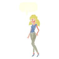 cartoon pretty woman with speech bubble N254
