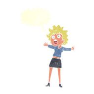 cartoon frightened woman with speech bubble N28
