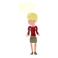 cartoon confused woman with speech bubble N79