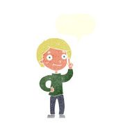 cartoon boy with idea speech bubble N66
