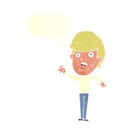 cartoon unhappy boy with speech bubble N54