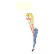 cartoon attractive girl with speech bubble N19