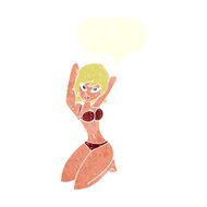 cartoon sexy woman posing with speech bubble N10