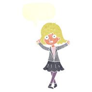 cartoon happy girl with speech bubble N80