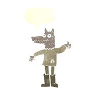 cartoon wolf man with speech bubble N50