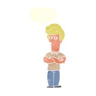 cartoon man with folded arms speech bubble N27