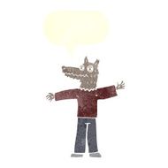 cartoon happy wolf man with speech bubble N15
