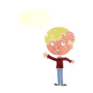 cartoon boy with growth on head speech bubble N36