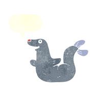 cartoon seal with speech bubble N20