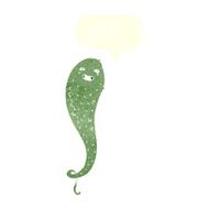 cartoon spooky ghost with speech bubble N46