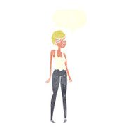 cartoon pretty woman with speech bubble N257