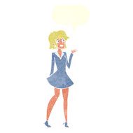 cartoon pretty woman in dress with speech bubble N46