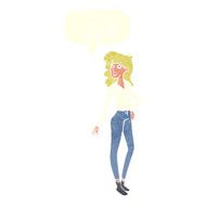 cartoon pretty woman with speech bubble N259