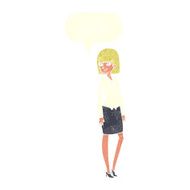 cartoon pretty businesswoman with speech bubble N10