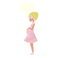 cartoon pregnant woman with speech bubble N19