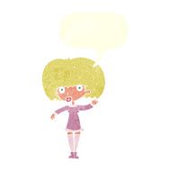 cartoon waving girl with speech bubble N10