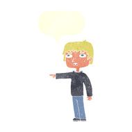 cartoon boy pointing with speech bubble N28
