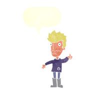 cartoon worried man giving thumbs up symbol with speech bubble N10