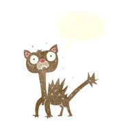 cartoon scared cat with speech bubble N10