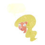 cartoon pretty female face with speech bubble N89