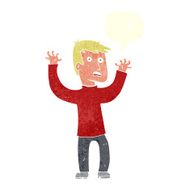 cartoon terrified man with speech bubble N202