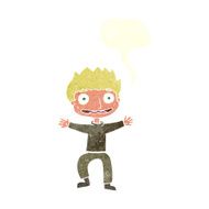 cartoon grinning boy with speech bubble N10