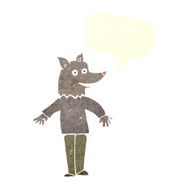 cartoon happy werewolf with speech bubble N6