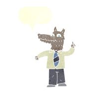 cartoon business wolf with idea speech bubble N6