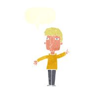 cartoon man raising point with speech bubble N6