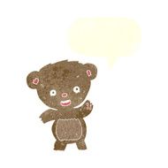cartoon waving teddy bear with speech bubble N20