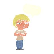 cartoon annoyed boy with speech bubble N38