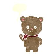 cartoon waving teddy bear with speech bubble N21
