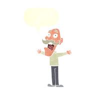 cartoon stressed old man with speech bubble N17