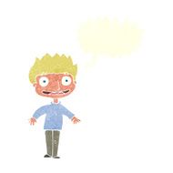 cartoon excited boy with speech bubble N136