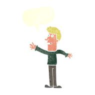 cartoon man reaching with speech bubble N10